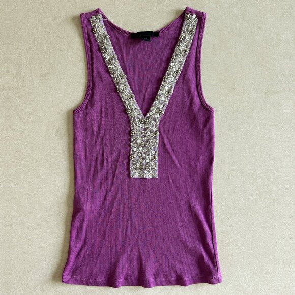 Purple V-neck Embellished Sequin Tank ASO Sharpay Evans - Picture 2 of 8